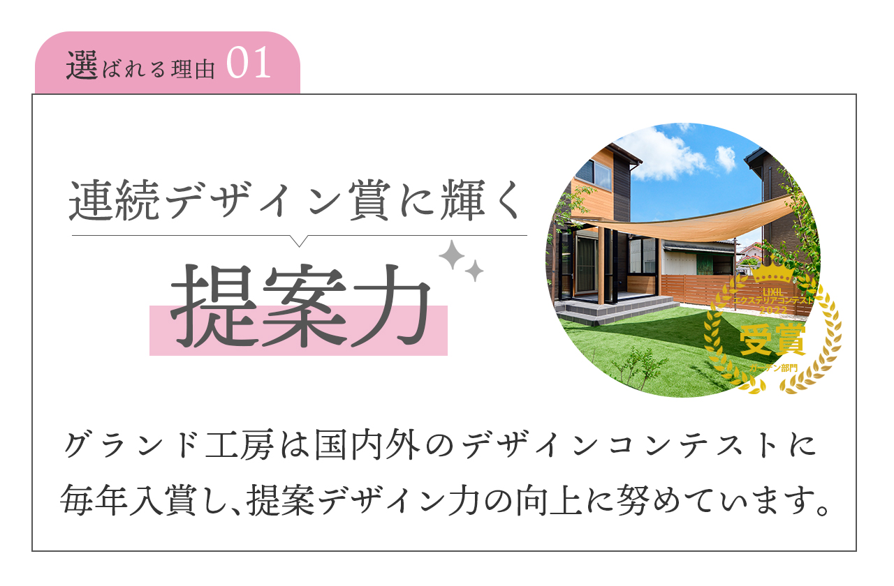 選ばれる理由その１　連続デザイン賞に輝く提案力