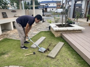 グランド工房相模原店　枕木　施工　